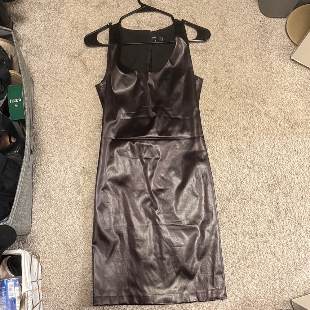 Theory Black Satin Backless Dress